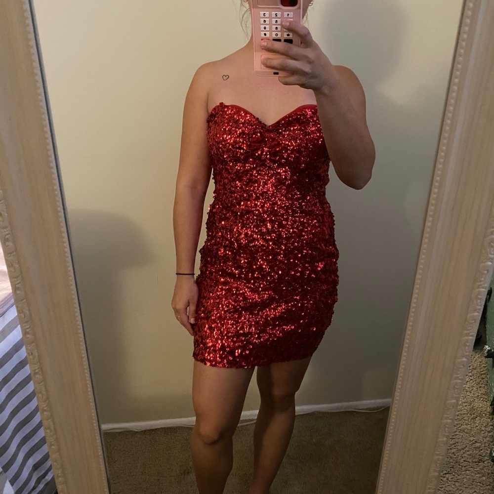 Red Sequins Dress